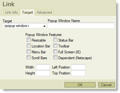 Link Properties dialog illustration Link Properties dialog illustration
