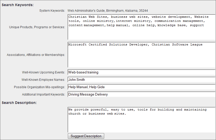 SEO Settings