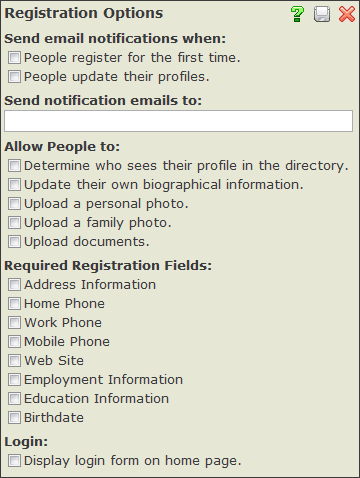 Registration Options Registration Options