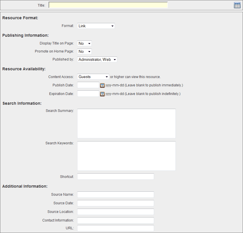 Add New Resource Add New Resource